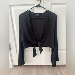 Urban Outfitters Black Tie-Front Top Size Small